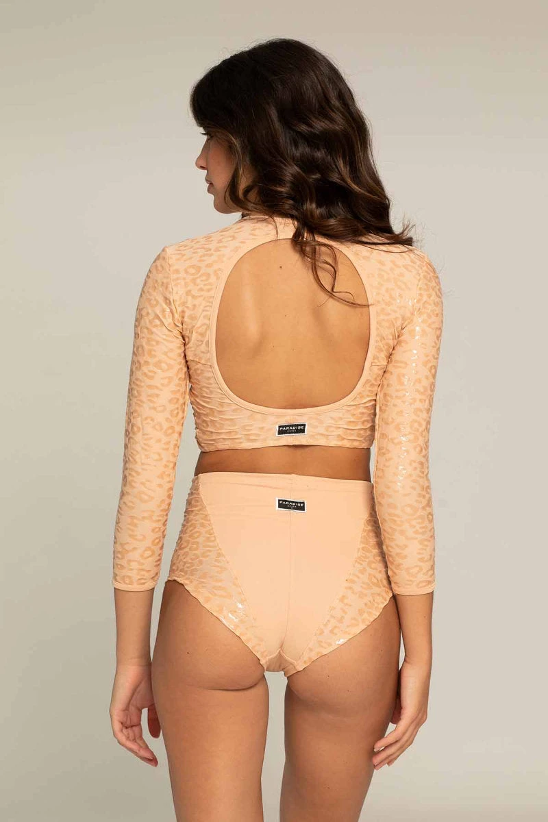 Paradise Chick Superhero Series Ultra Grip Crop Top - Beige Leopard - Image 2