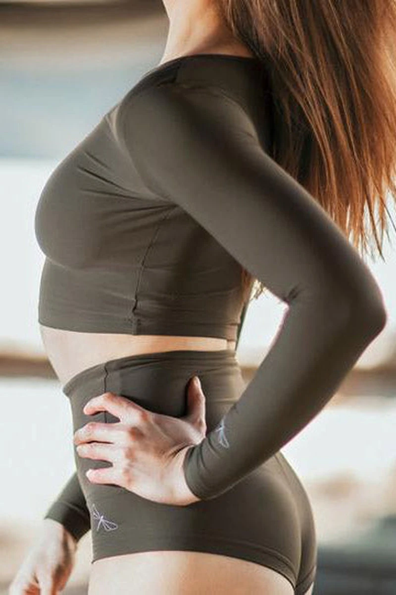 Dragonfly Pavi Crop Top - Khaki - Image 4