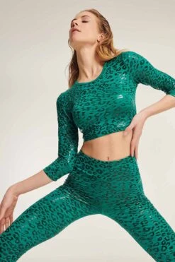 Paradise Chick Superhero Series Sticky Crop Top - Petrol Leopard