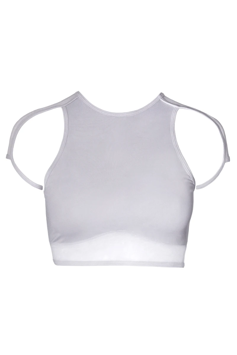 Hamade Activewear High Scoop Neck Crop Top - Light Grey - Image 5